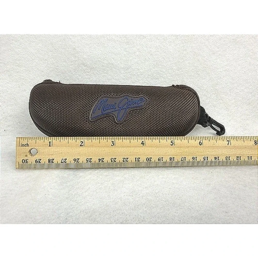 Maui Jim Brown Woven Hard Shell Sunglasses Case Zippered with Swivel Clip Logo